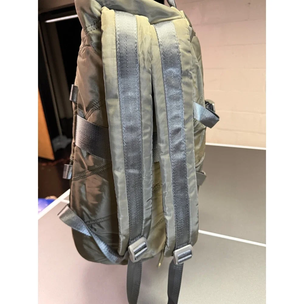 Heart Love‎ Olive Green Nylon Quilted Backpack Utility Tactical Straps Gold Tone